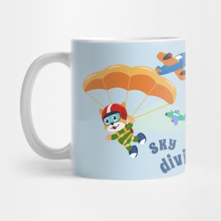 Vector illustration of a cute skydiver. Mug